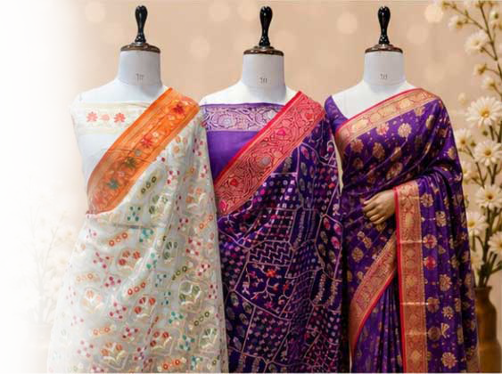 Elegant saree collection at Mayees Boutique